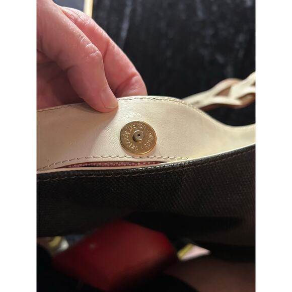 Dooney & Bourke Coated Canvas Hobo Shoulder Bag Black with Natural Leather Trim - Picture 16 of 16